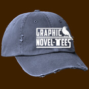 Graphic Novel-Tees 1 color Logo white ball cap distressed